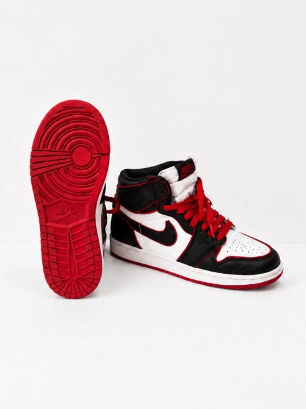 Nike Air Jordan 1 Mid Black White Red High Top Sneakers Youth 4.5Y